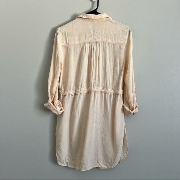 Anthropologie HD in Paris Cream Button Front Cinch Waist Rolled Sleeve Top XS - Picture 8 of 8